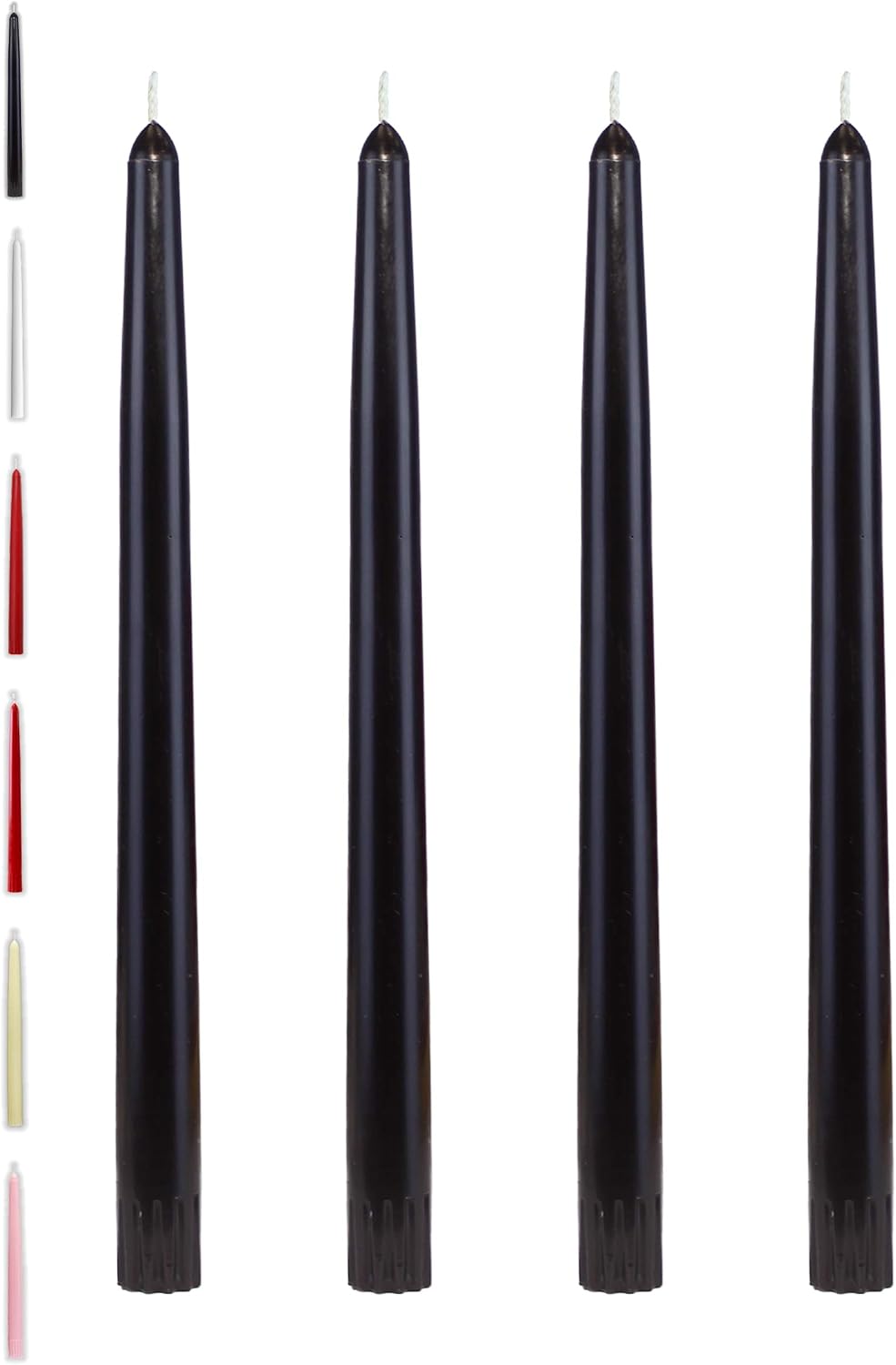 Taper Candles | Tapered Candlesticks - dripless 10 Inch Unscented | Black | 4 Pack