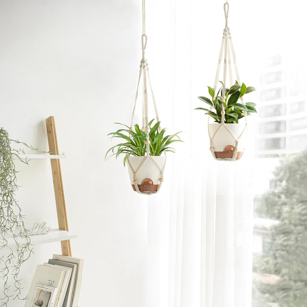 Mkono 6.5 Inch Hanging Planters for Indoor Plants, Macrame Plant Hanger 2Pc