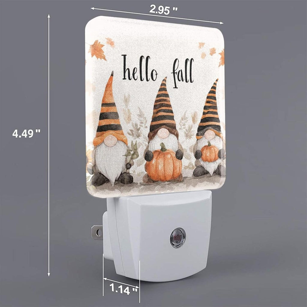 Fall Thanksgiving Gnome LED Plug-in Nightlights 2-Pack for Corridors