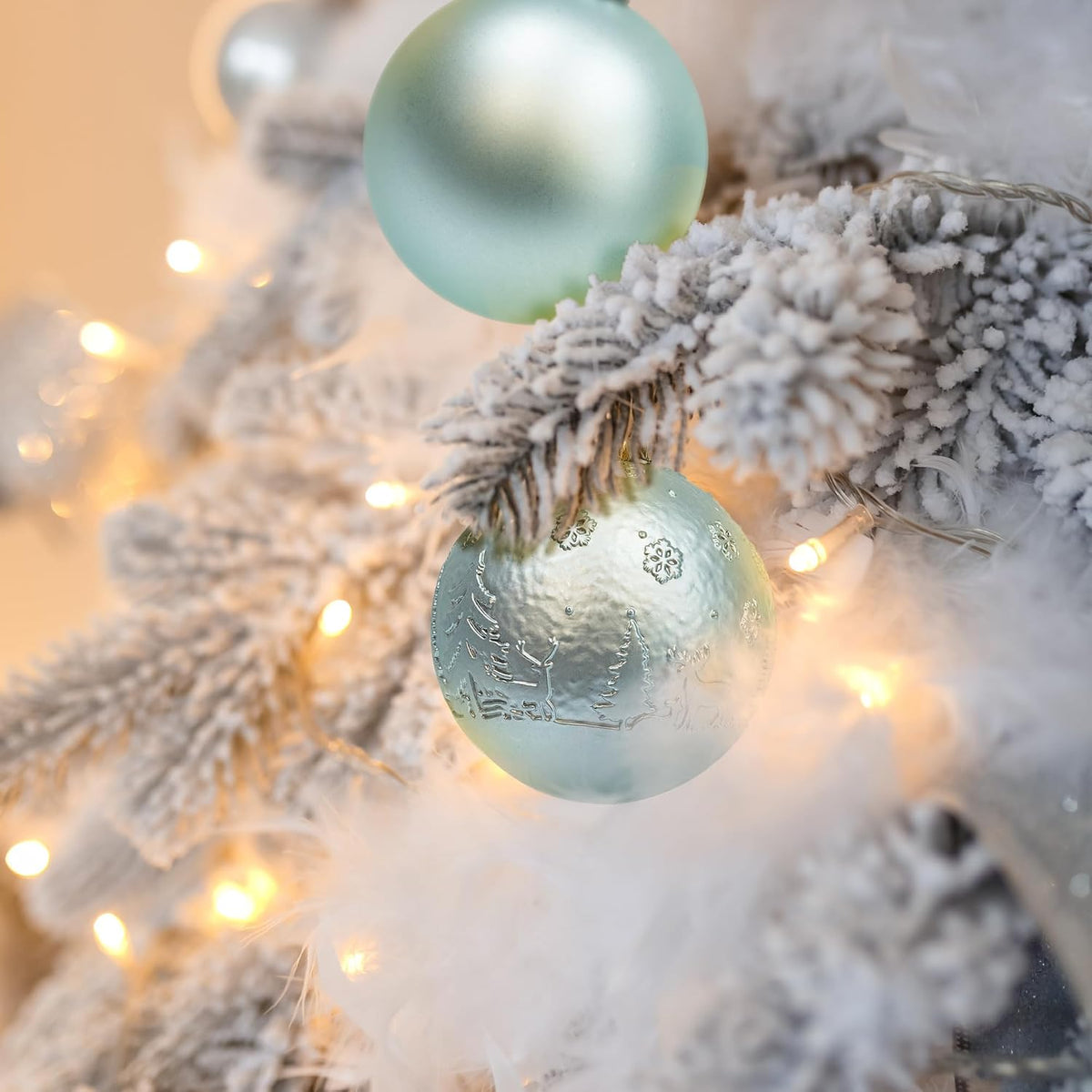 KI Store Seaform Green Christmas Balls 20pcs 3.15-Inch Christmas Tree Decoration Ornaments for Xmas Tree Holiday Wreath Garland Decor Ornaments Hooks Included