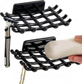Soap Holder Soap Dish with Hooks Razor Holder Adhesive Bar Soap Holder No Drilling Soap Saver Tray for Shower Wall Bathroom Organizer Shower Rack Bathtub Sink (Black+Black)