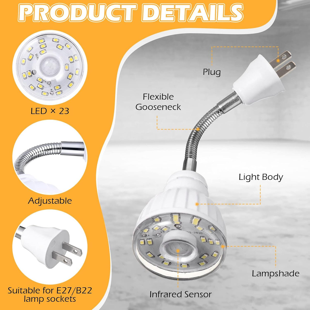 3 Pack Motion Activated LED Night Light Plug in Sensor Light,Cool White