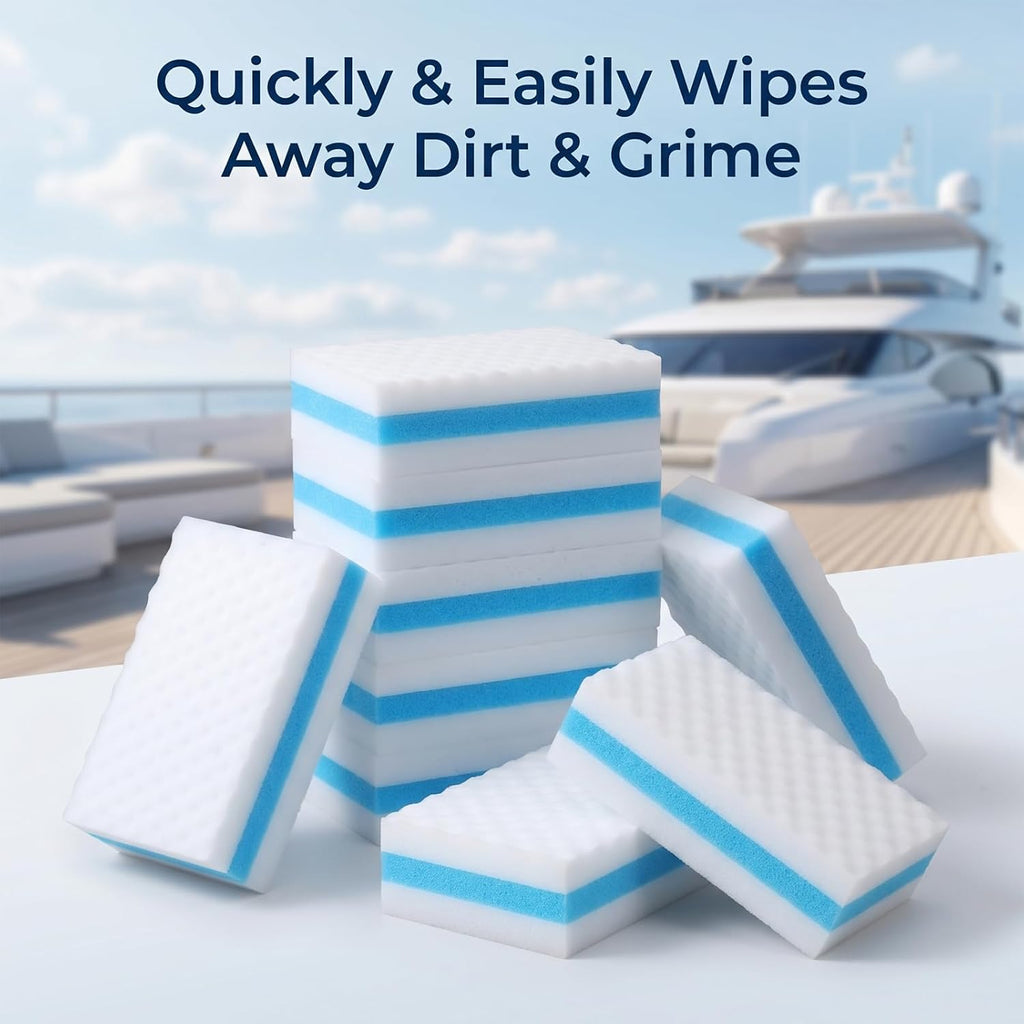 50 Pcs Eraser Sponges Bulk, Extra Thick 3-Layer Magic Sponge Eraser Bulk, Premium Cleaning Sponge Erasers for Kitchen Bathroom Boat, Multi-Surface Scrubber Pads for Scuff Marks & Grime