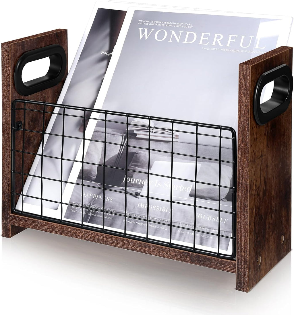 SynHHergyx Magazine Holder Magazine Book Holder Slim Magazine Rack Floor Magazine File Holder Storage Basket Folder Organizer Bin for Letters, Magazines, Books, Newspapers