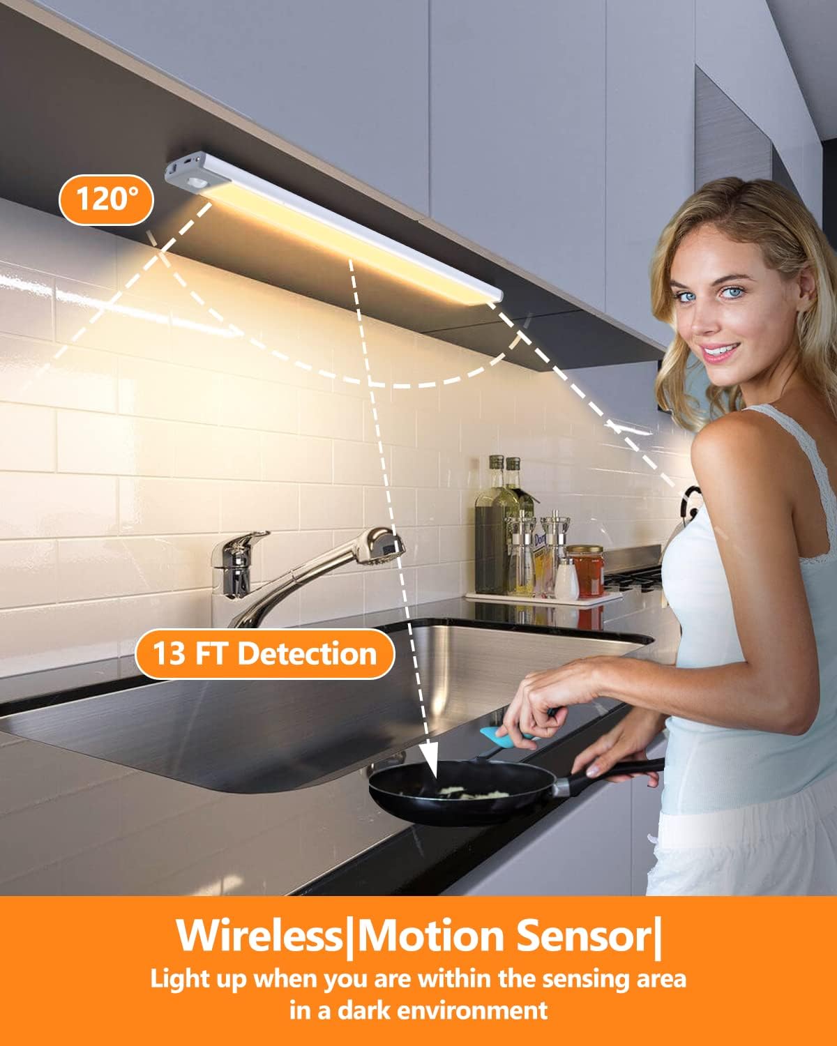 PRIORARE Under Cabinet Lights 54 LED Motion Sensor Closet Light Warm White