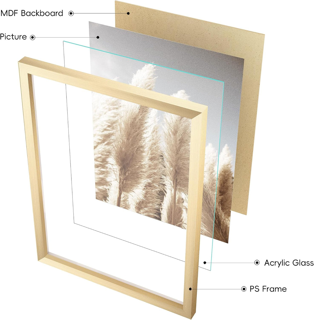 ArtbyHannah Gallery Wall Frame Set, 8 Pack Gold Picture Frames, Small