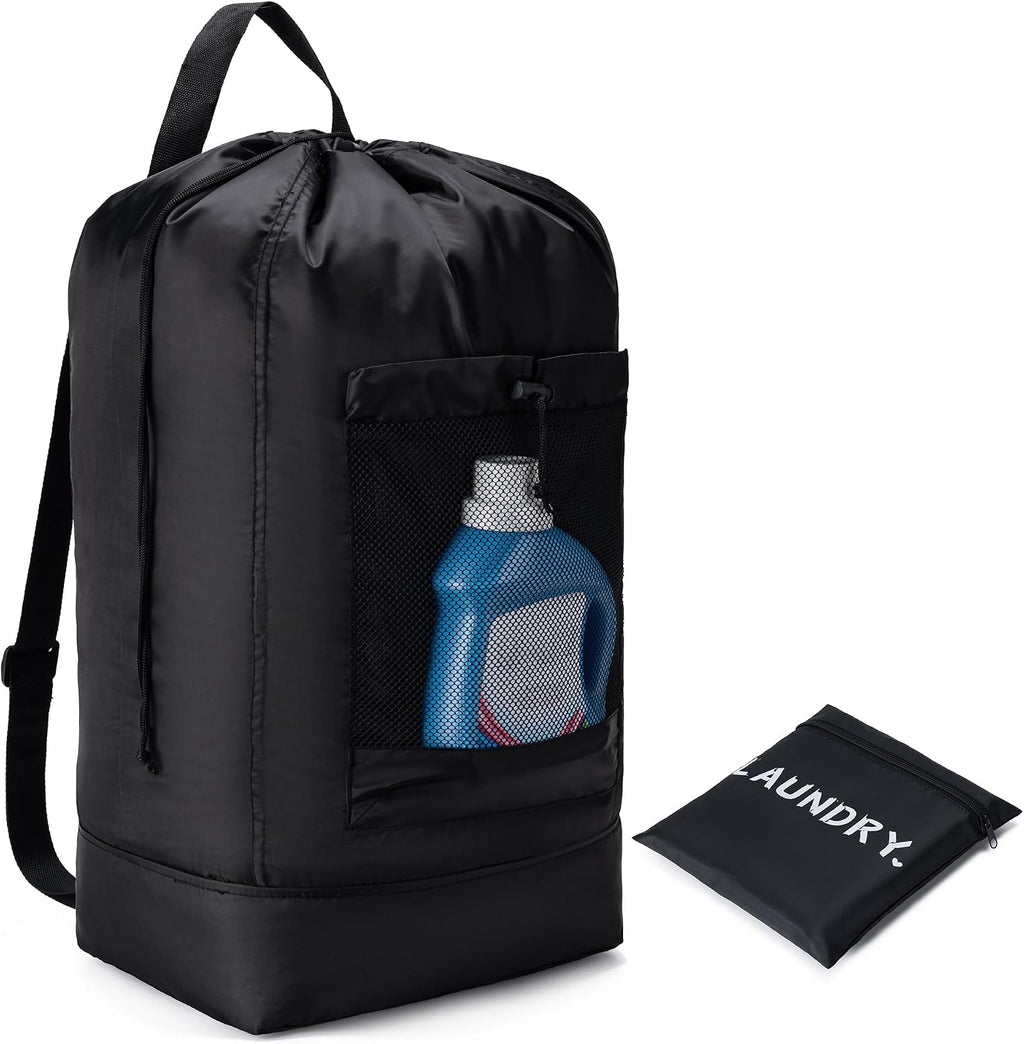 Backpack Laundry Bag,Large Travel Laundry Bags (Black)