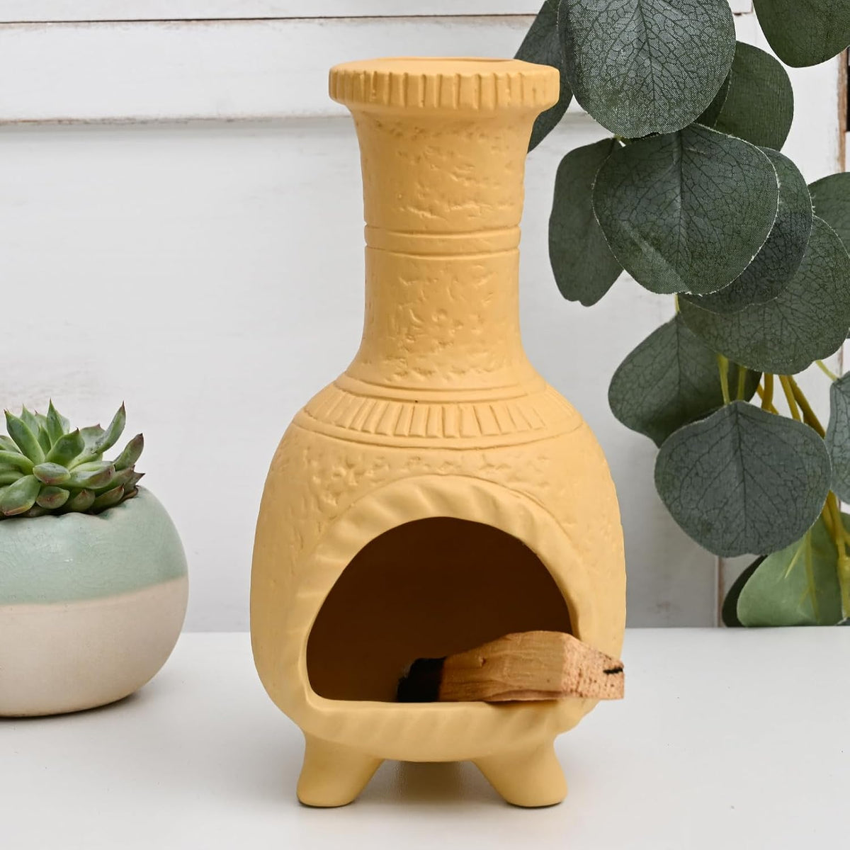Ceramic Mini Chiminea Palo Santo Burner, Decorative Cone Incense Holder