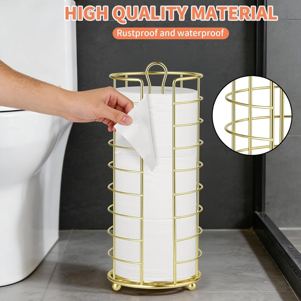 Toilet Paper Holder Stand,Freestanding,Gold