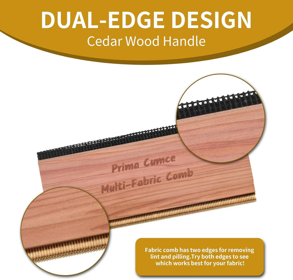 Cashmere Comb – 100 x 44 x 10mm Multi-Fabric Shaver for Clothing – Durable Cedar Wood Comb with Metal Pick – Easy to Use and Portable Fiber Cloth Pilling Remover Ideal for Sweaters, Fuzz