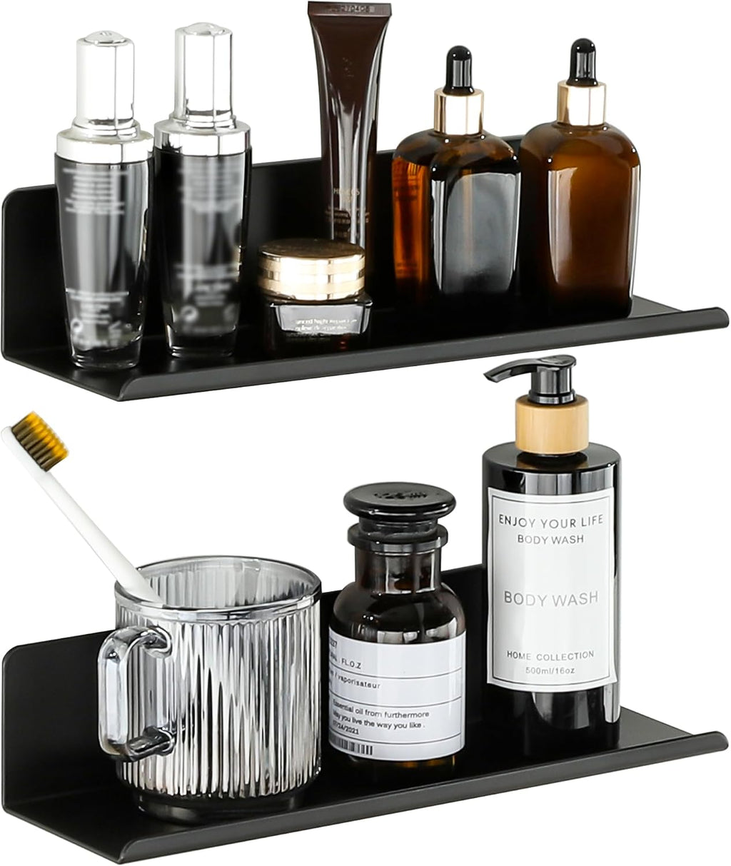 SAYAYO Black Floating Shelves for Wall, 12 Inch Screw or Adhesive Shelves