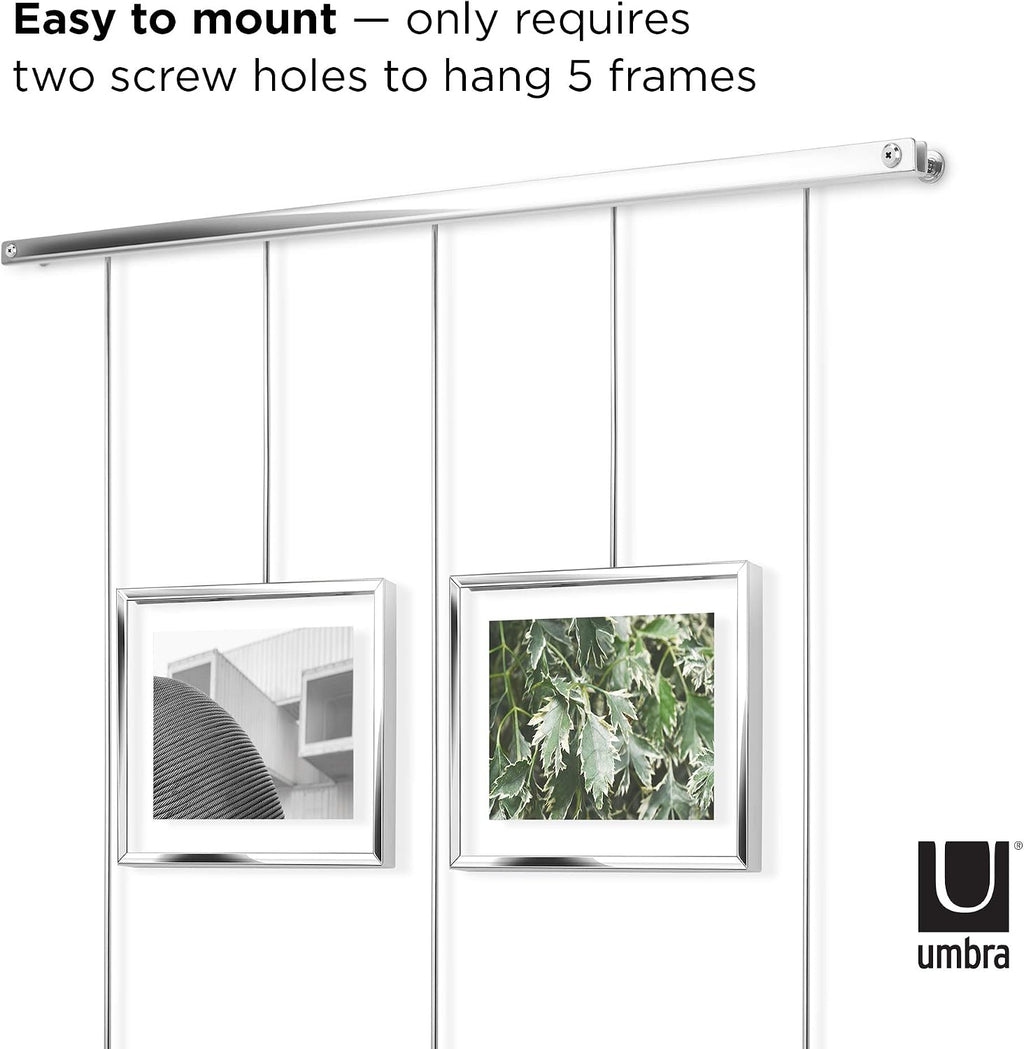 Umbra Exhibit Picture Frame Set, Adjustable Wall Mount, Set of 5, Chrome