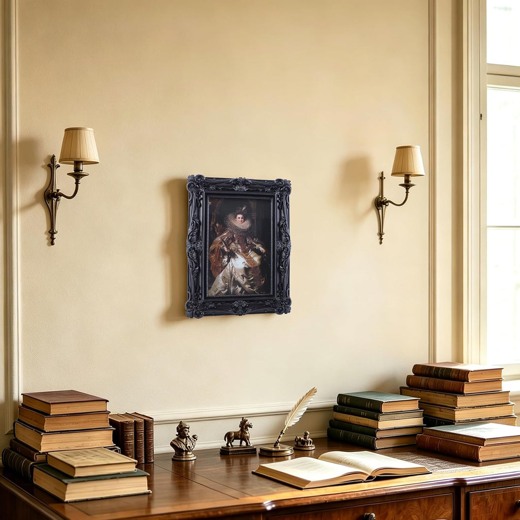 4x6 Vintage Picture Frames Ornate Black Antique Picture Frames 4x6 photo frame with Front Glass for Wall Hanging and Tabletop Unique Home Decor Wall Decor Living Room Victorian Style