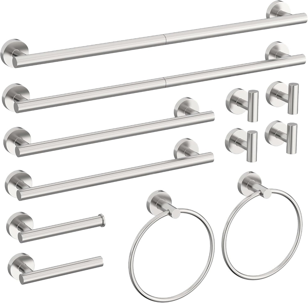 12 Pcs Brushed Nickel Bathroom Hardware Accessories Set