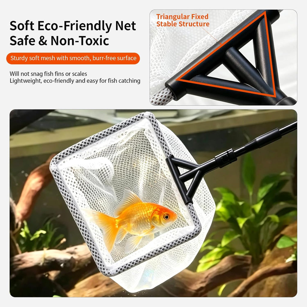 UPETTOOLS Aquarium Clean Tool 6 in 1 Fish Tank Cleaning Kit Algae Scraper Scrubber Pad Adjustable Long Handle Fish Tank Brush Cleaner Set