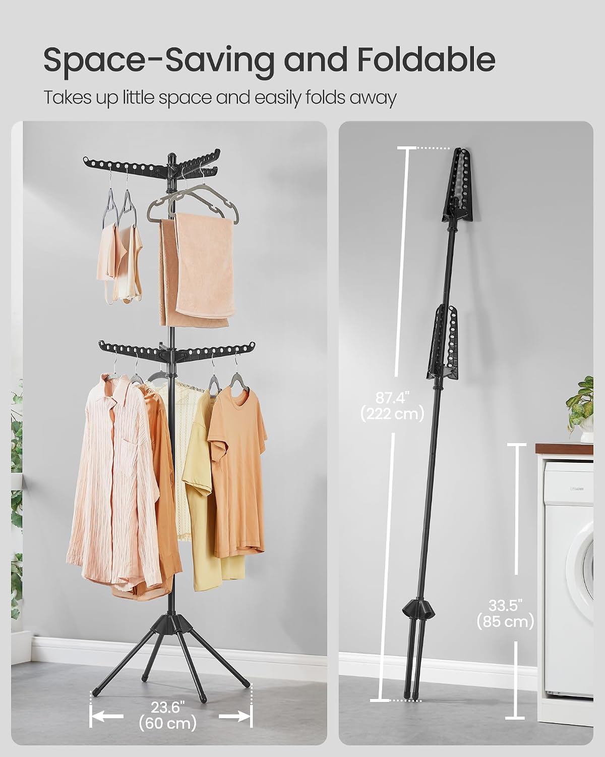 SONGMICS Clothes Drying Rack, 75.6-Inch Drying Rack, 6 Rotatable Arms