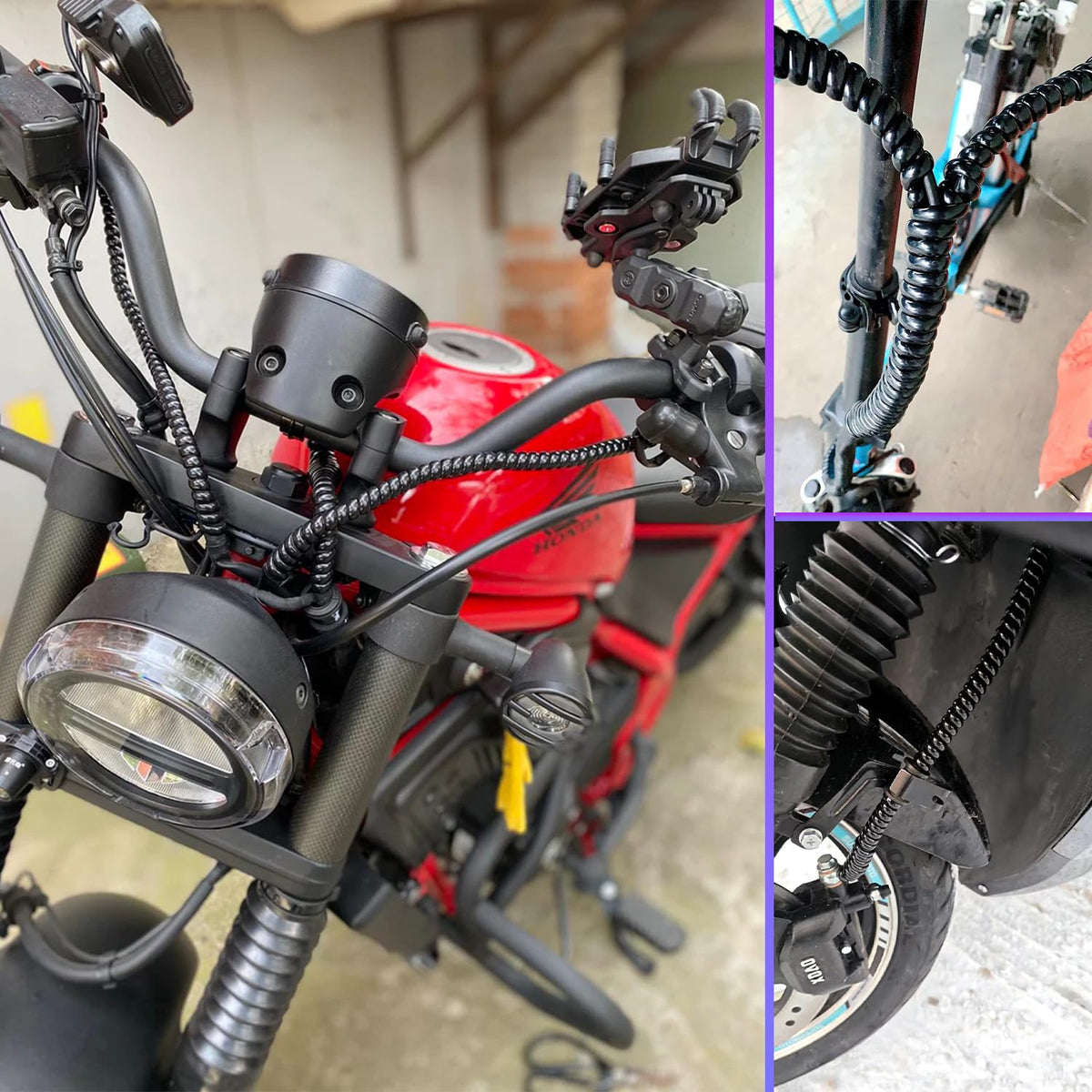 3.28ft – 1/4 inch Motorcycle TPU Wire Loom,Bicycles Flexible Cable Cover, Scooter Cord Organizer Protector Management (Black)