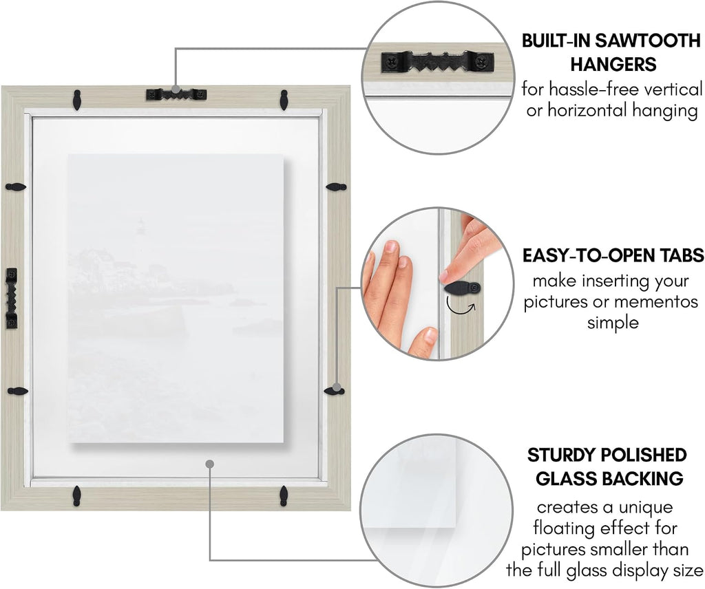 Americanflat 11x14 Floating Picture Frame - Engineered Wood - Light Wood