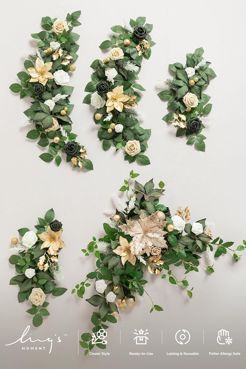 Ling's moment Christmas Artificial Flower Garland Wedding Arch 6 FT