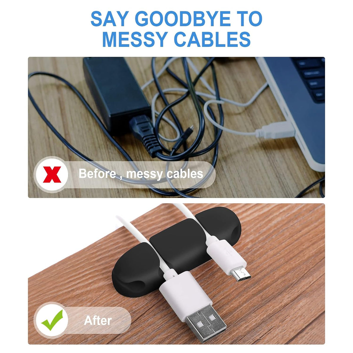 WLLHYF 3PCS Cable Clips, Cord Wire Organizer (Black)