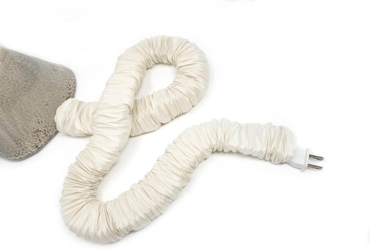 Off White COVEREase Cord Cover 9 ft Faux Silk Fabric Lamp Cord Cover - Cable Sleeve, Wire Cover, Cord Hider for Cable Management for Electrical Lighting Fixtures (2 Pack)