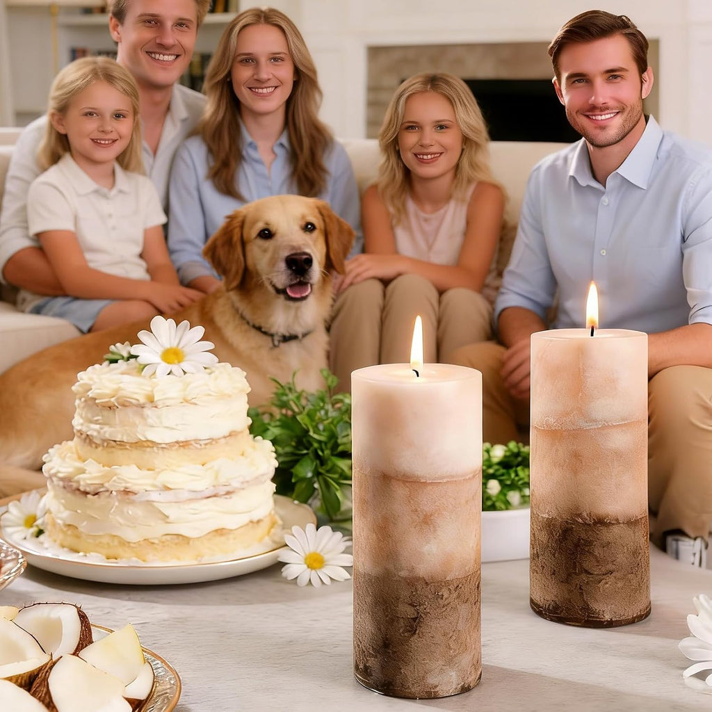 Vanilla Scented Pillar Candles, 2.8x6 Inch Natural Fragrance Candles 210H Long Burning Smokeless Pillar Candle Non-Toxic Pillar Candle for Home Decor Mother's Day Wedding,3 Pack