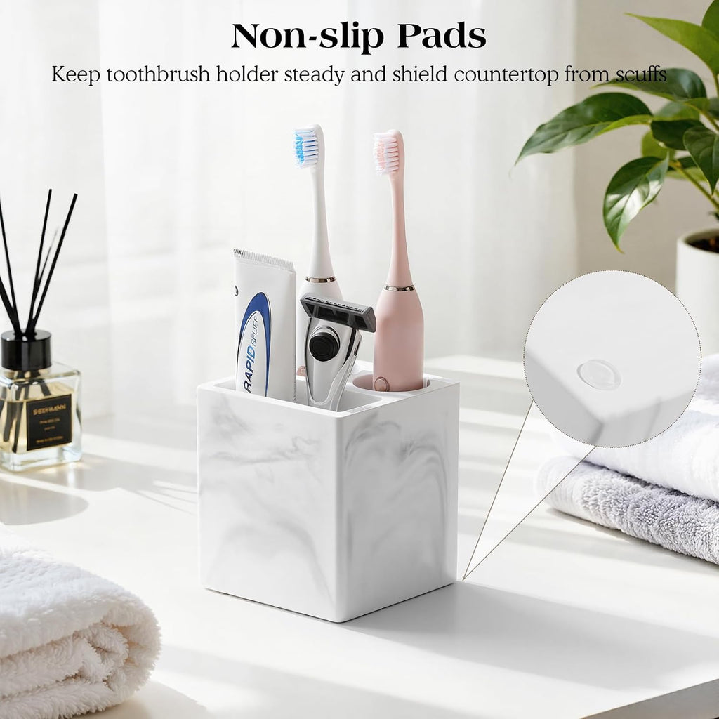 Luxspire Toothbrush Holder, 3 Slots, Marble White