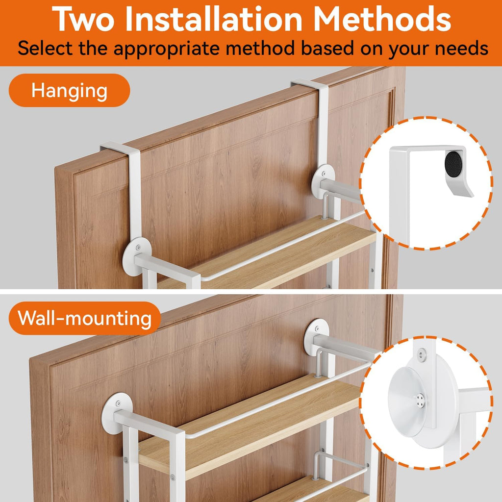 IBUYKE Over the Door Spice Organizer,Door or Wall Mount,Natural TLJ028R