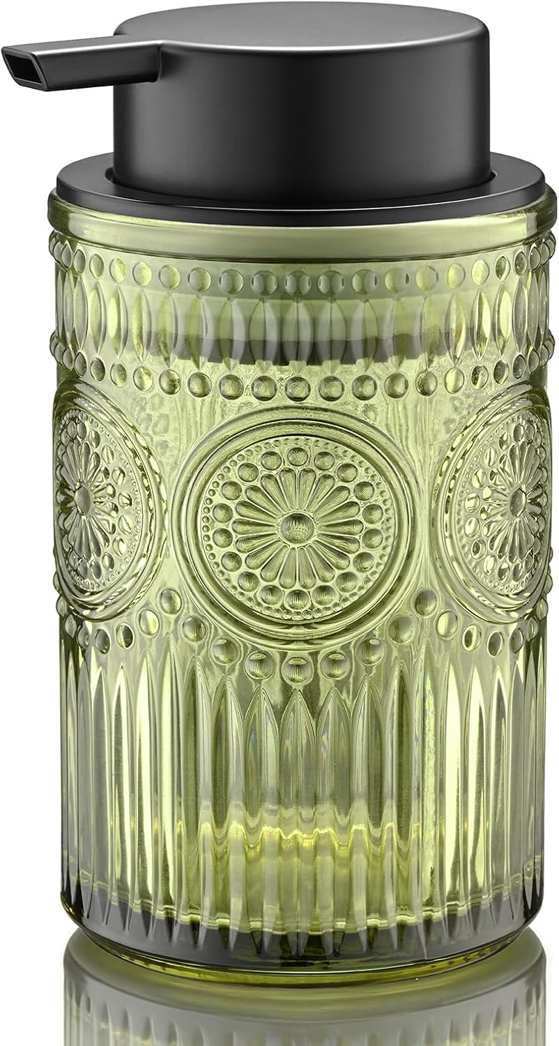 Green Glass Foaming Hand Soap Dispenser
