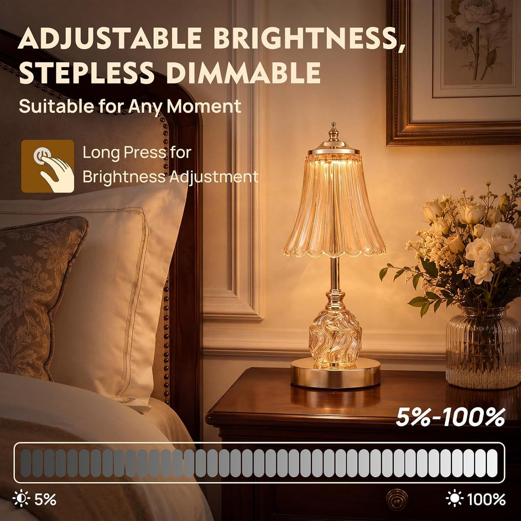 Flower Battery Operated Rechargeable Lamp Cordless, Skirt, Amber