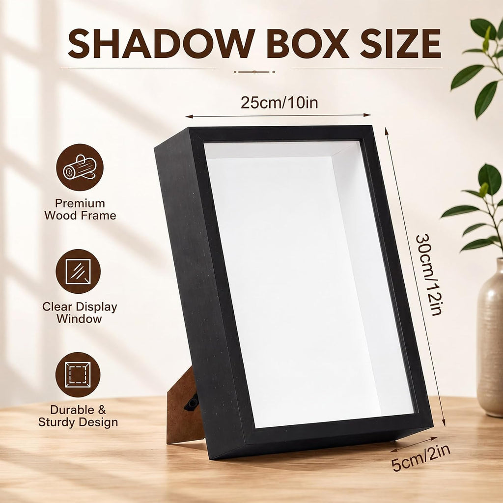 4 Pack 10x12 Shadow Box Frames, Black Display Case with Felt Back