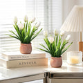 2 Pack Small Fake Plants, Mini Artificial Tulip Potted Plants with Flowers