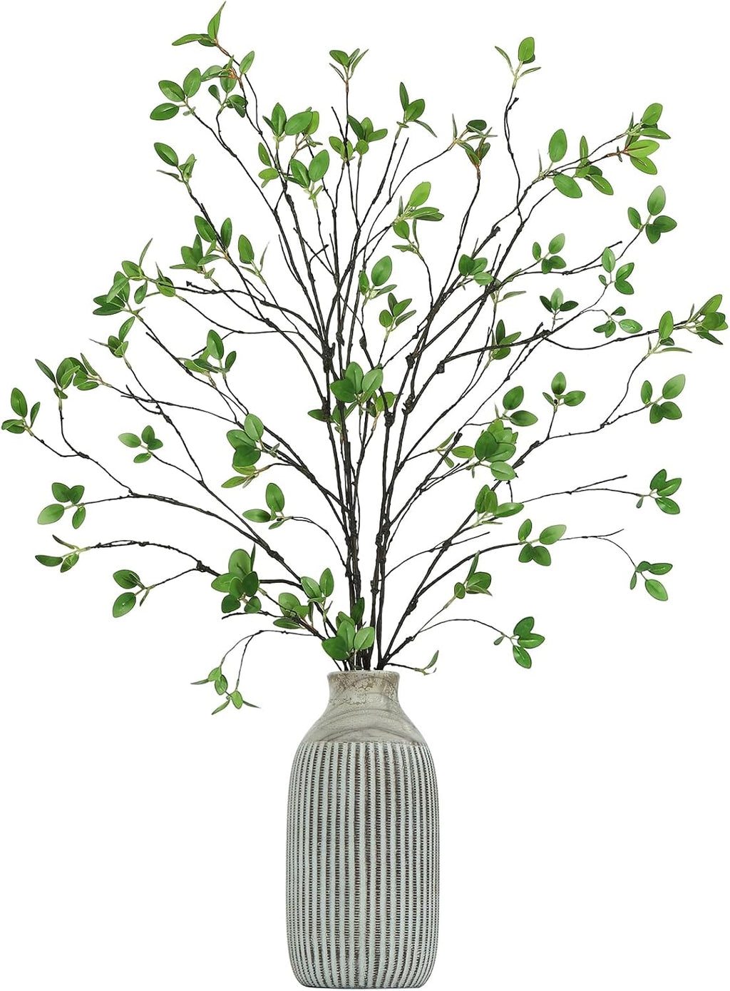 5pcs Artificial Ficus Branches Eucalyptus Stems Plants,Green