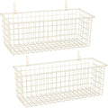 Kinlink 2 Sets White Extra Large Hanging Wall Basket with Steel Hooks