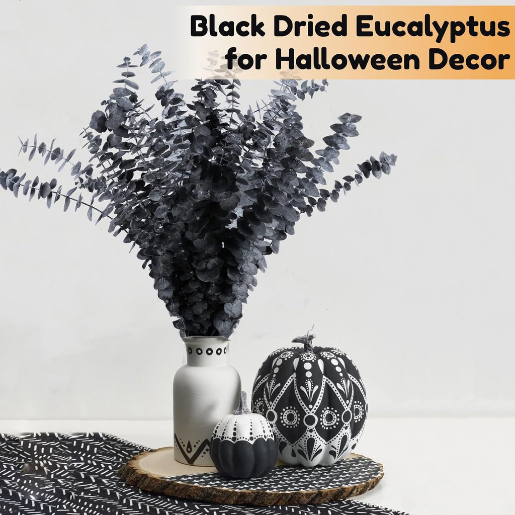 15 Pcs Real Black Eucalyptus Stems, 17" Dried Plants Natural Branches