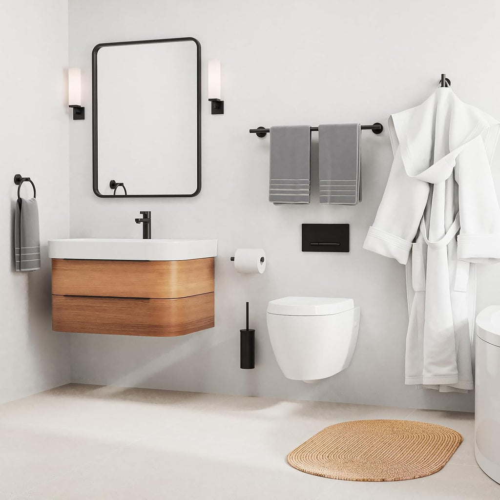 Luxbaro 24 Inch Matte Black Bathroom Hardware Set, Thicken, 4-Piece