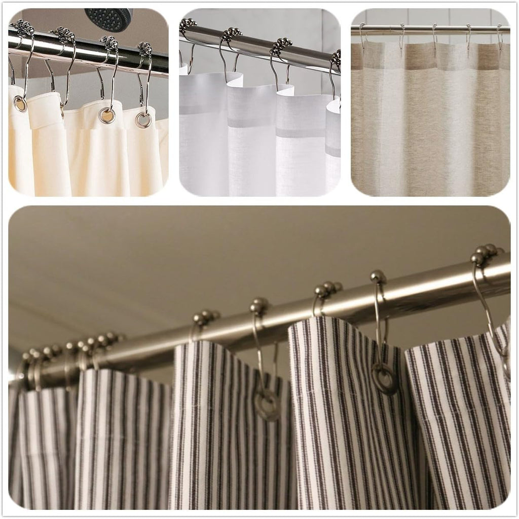 LIHAO 12 Piece Set Rustproof Stainless Steel Shower Curtain Rings Hooks for Bathroom Shower Rod