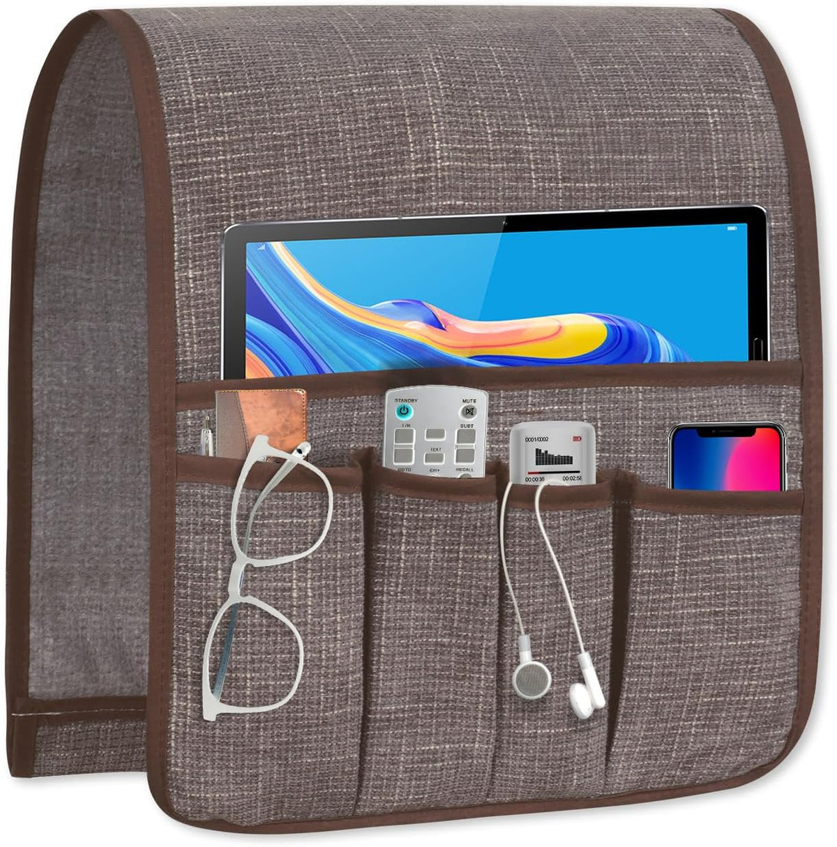 Couch Caddy Remote Control Holder, Armchair Caddy for Recliner 5 Pockets
