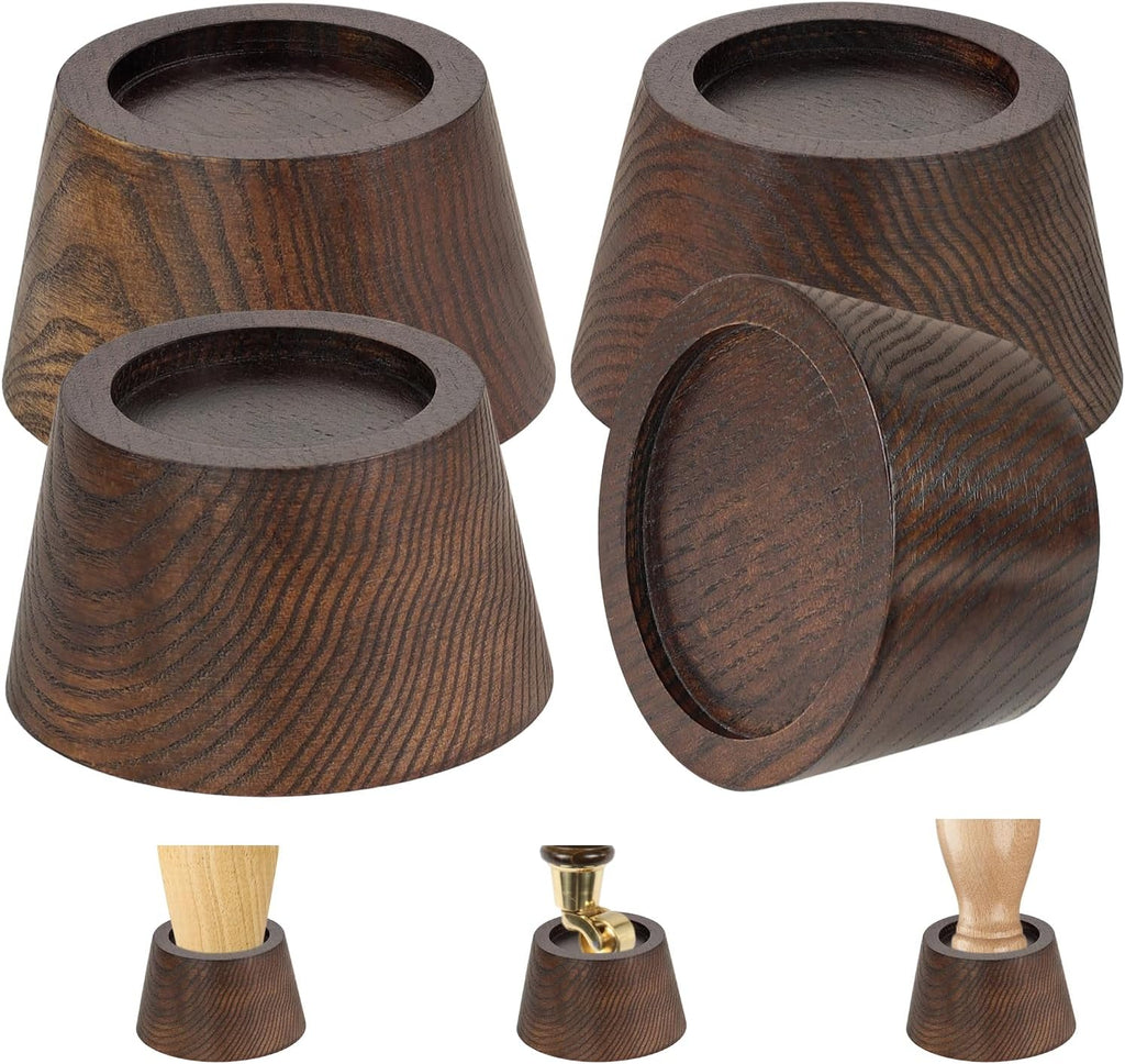 Bed Risers (Set of 4) Furniture Risers Lifts Height 2", Oak Solid Wooden Risers for Bed, Furniture Risers with Non-Slip Recessed Hole (Monolithic Wood, 4pcs-2" Hight-Walnut Color)