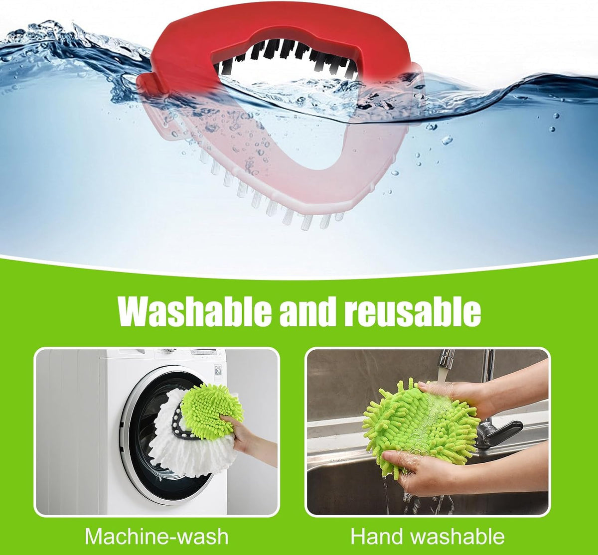 7 Pack Mop Heads Spin Mop Handle Scrub Brush Base Set for O-Cedar Easywring