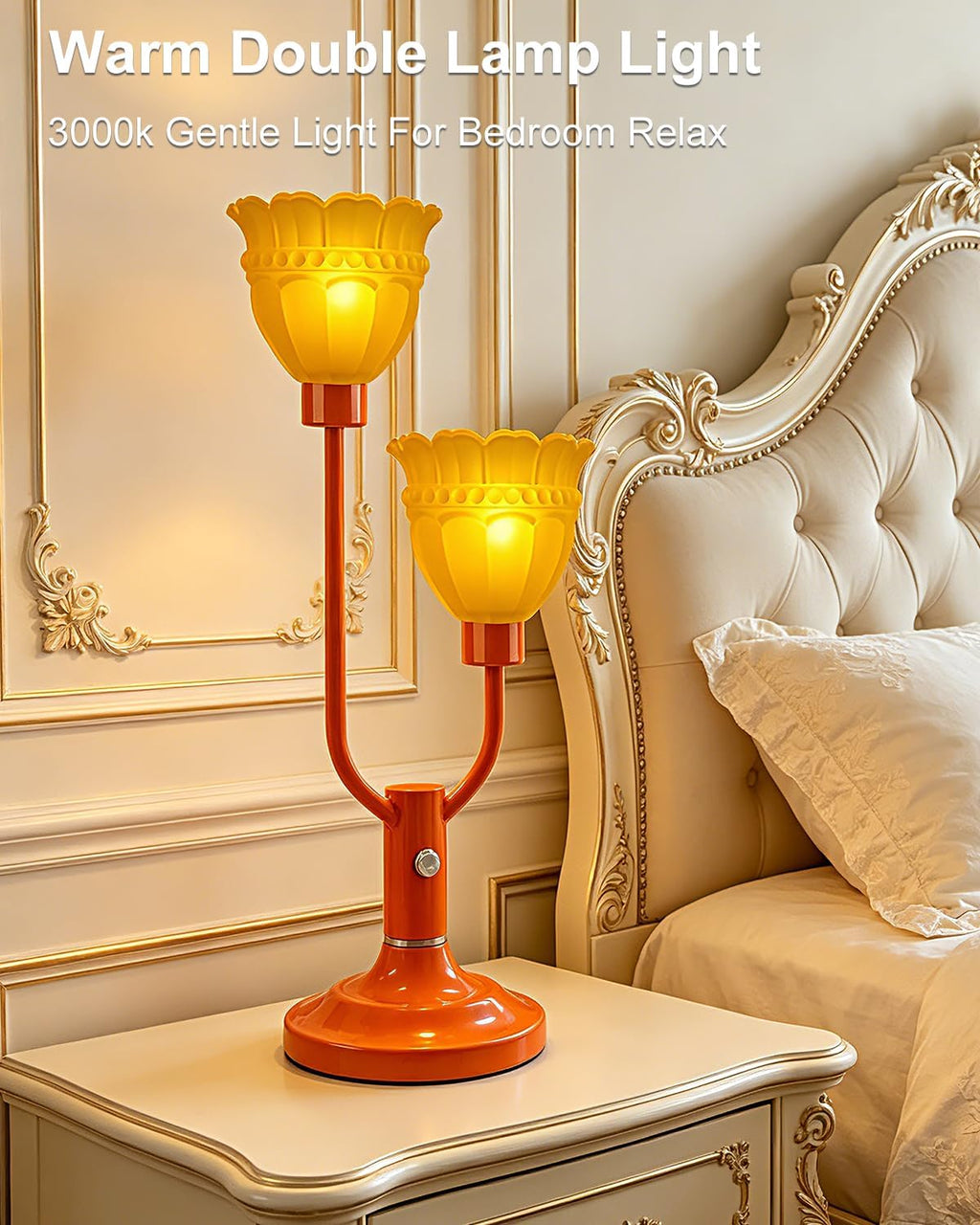 Lightdot Mid Century Modern Orange Table Lamp Dimmable Vintage Lamp Gift