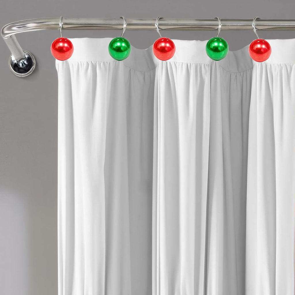 12 PCS Christmas Ball Shower Curtain Hooks Ball Ornament for Bathroom