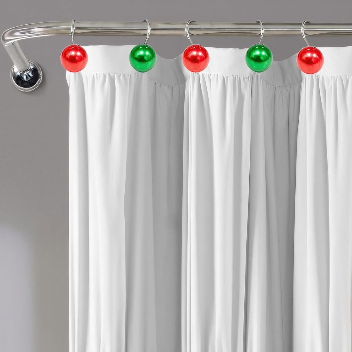 12 PCS Christmas Ball Shower Curtain Hooks Ball Ornament for Bathroom