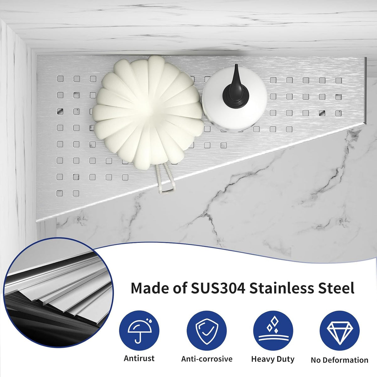 Corner Shower Shelf 12" Brushed, 304 Stainless Steel