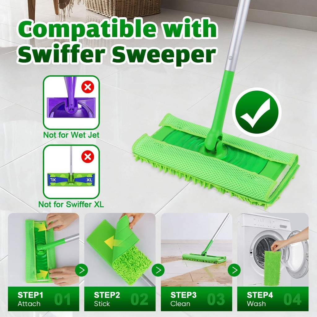 UNIMADE Reusable Microfiber Mop Pads Compatible with Swiffer Sweeper