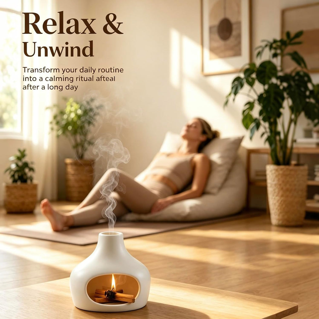 Palo Santo Holder Ceramic Incense Burner Wind-Resistant Chimney