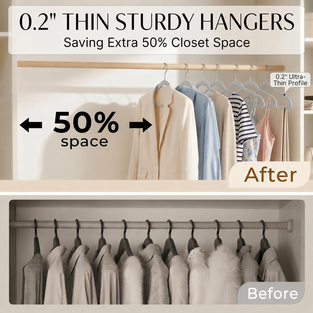 SMARTOR Plastic Hangers 20 Pack - Thin Hangers for Space Saving - Gray
