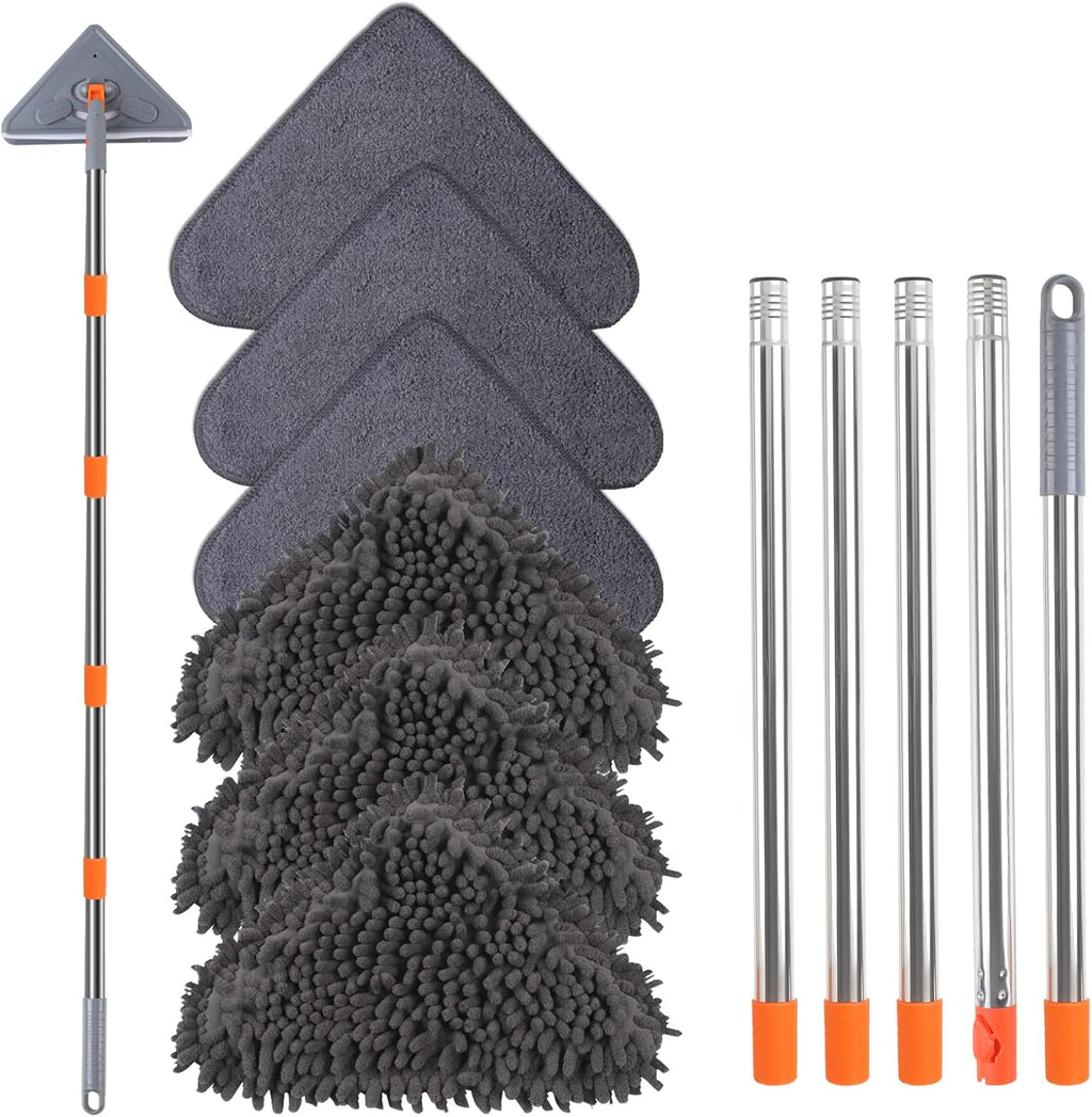 Wall Cleaner Mop, 80-Inch Handle, Baseboard Cleaner Tool, 6 Pads