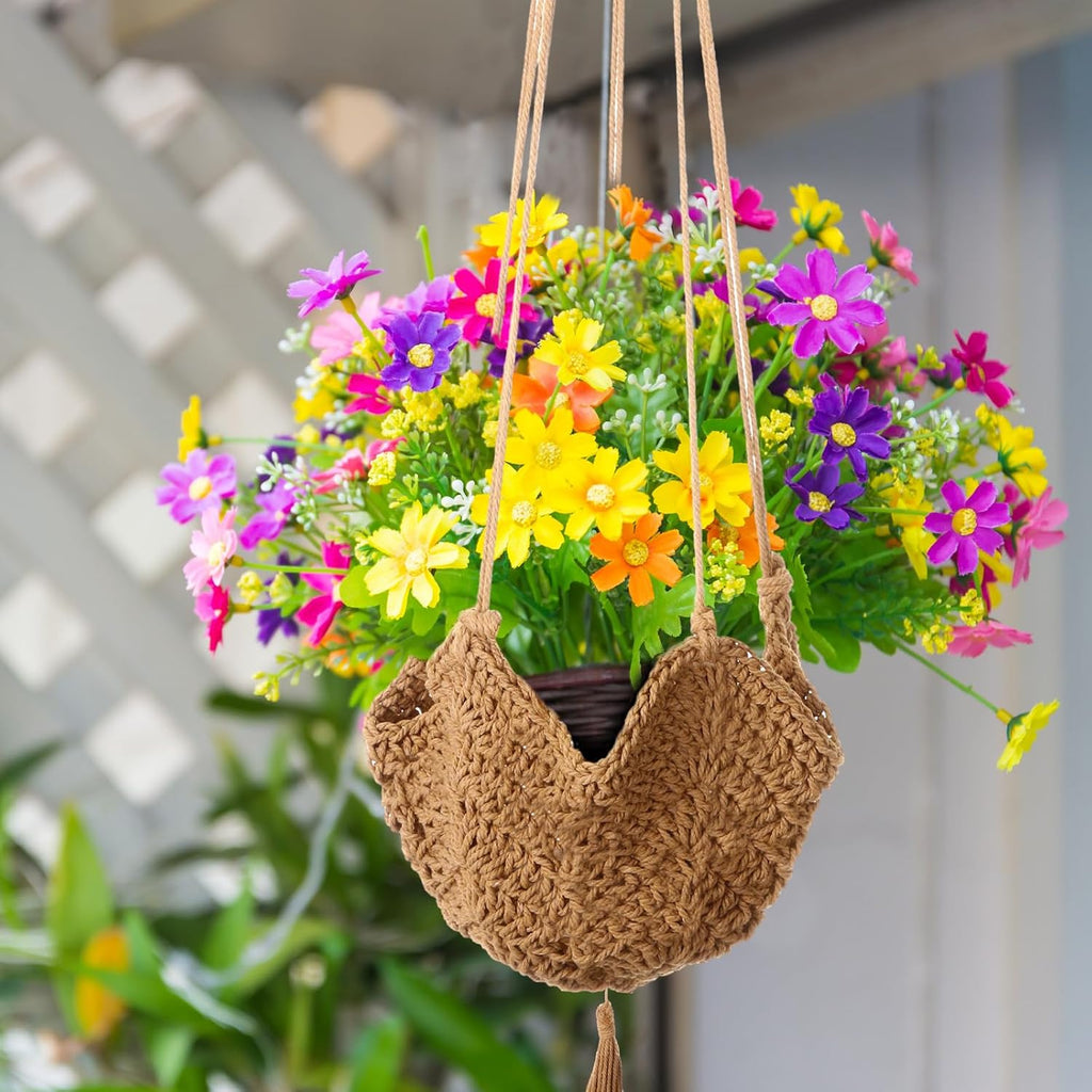 4 Packs Macrame Plant Hangers Indoor Hanging Planters, Brown