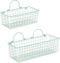 DII Farmhouse Vintage Decor, Wire Wall Basket, Assorted, Aqua, 2 Piece